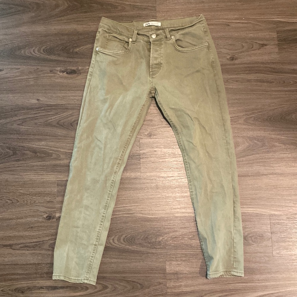 ZARA Skinny Fit Green Denim Jeans